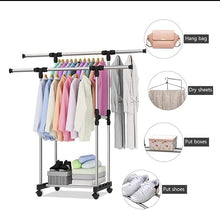 Charger l'image dans la galerie, حامل ملابس معدني قابل للتعديل: لتنظيم فعّال واستغلال مثالي للمساحة-2رفوف