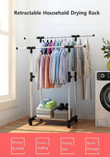 Charger l'image dans la galerie, حامل ملابس معدني قابل للتعديل: لتنظيم فعّال واستغلال مثالي للمساحة-2رفوف