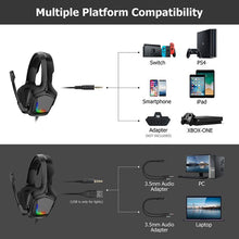 Charger l'image dans la galerie, Onikuma K20 Casque gaming RGB Stéréo LED pour PC PS4 XBOX ONE Noir