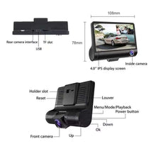Charger l'image dans la galerie, Caméra 3 Objectifs de tableau de bord HD 1080P
