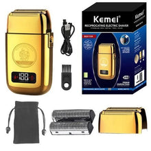 Charger l'image dans la galerie, Kemei Rasoir électrique en métal à 5 vitesses pour hommes, rechargeable, GOLD, KM-TX3