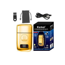 Charger l'image dans la galerie, Kemei Rasoir électrique en métal à 5 vitesses pour hommes, rechargeable, GOLD, KM-TX3