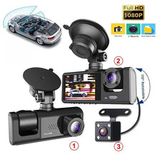 Charger l'image dans la galerie, كاميرا ثلاثية العدسات للسيارات بجودة عالية الدقة 1080 بيكسل Dashcam
