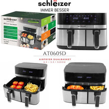 Charger l'image dans la galerie, schlëizer Friteuse sans huile 7.5L + 7.5L 3200w  , 2 panier Familiale - Air fryer

