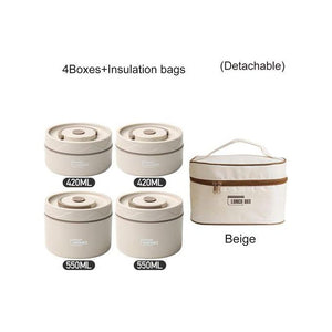 Lot de 4 lunch box empilable avec Sac à Lunch Boîte à déjeuner Étanche inox