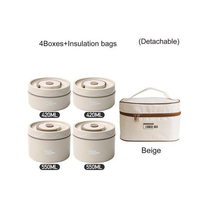 Lot de 4 lunch box empilable avec Sac à Lunch Boîte à déjeuner Étanche inox