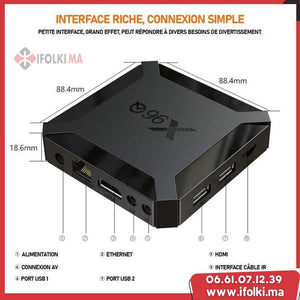 Boitier iptv Android TV Box X96Q Smart TV Box WiFi 2+16 Go avec Allwinner H313 TV Box Android  Prend en Charge 4K HD Multimédia