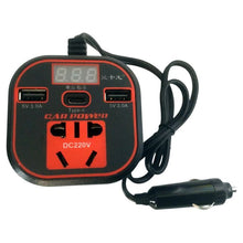 Charger l&#39;image dans la galerie, Onduleur 150W 12V/24V vers AC 220V ±10% avec 2 USB et 1 Type-C, parfait pour charger un PC محول طاقة محمول للسيارة
