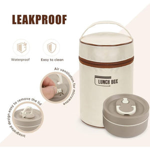 Boîte à déjeuner Ronde Portable Scellée en Acier Inoxydable 304, lunch box Isolé avec Sac Thermique