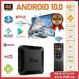 Boitier iptv Android TV Box X96Q Smart TV Box WiFi 2+16 Go avec Allwinner H313 TV Box Android  Prend en Charge 4K HD Multimédia