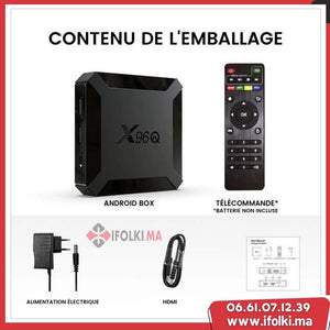 Boitier iptv Android TV Box X96Q Smart TV Box WiFi 2+16 Go avec Allwinner H313 TV Box Android  Prend en Charge 4K HD Multimédia
