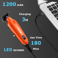 Charger l&#39;image dans la galerie, Tondeuse a cheveux professionnelle KEMEI 2293 Professional Hair Clippers for Men Cordless Rechargeable Orange T-Blade
