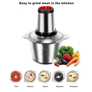 Hachoir électrique inox مفرمة مطبخ كهربائية مع 2 وعاء زجاجي  و الانوكس
