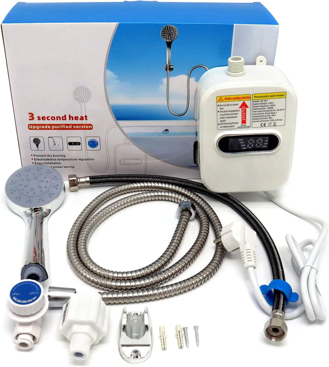 Chauffe-eau électrique sans réservoir 3500W,mini chauffe-eau instantané  avec affichage numérique