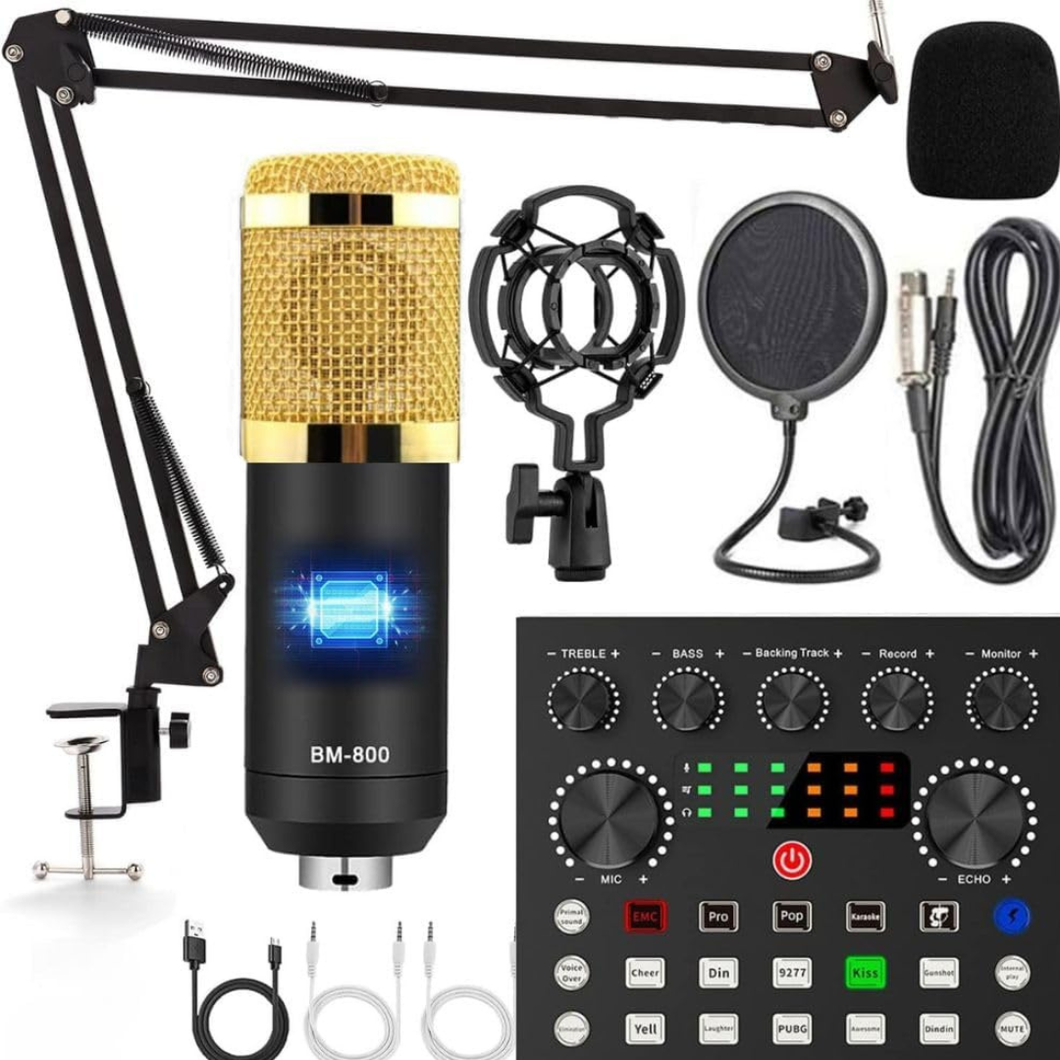 Microphone BM-800 & Carte son V8 – Kit complet pour studio à domicile
