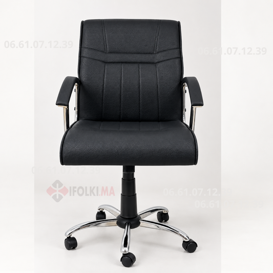 Fauteuil medium en similicuir avec structure en chrome.  Mh 518  Color  noir