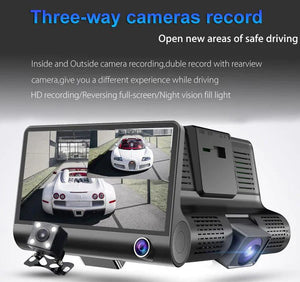 كاميرا السيارة الذكية ثلاثية العدسات بجودة عالية الدقة 1080 بيكسل
