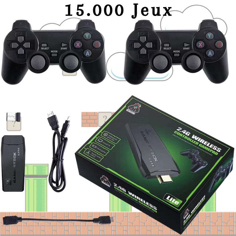 Console Rétro 4K Ultra HD HDMI avec plus de 10000 jeux vidéo deux manettes sans fil pour profiter de compagnie