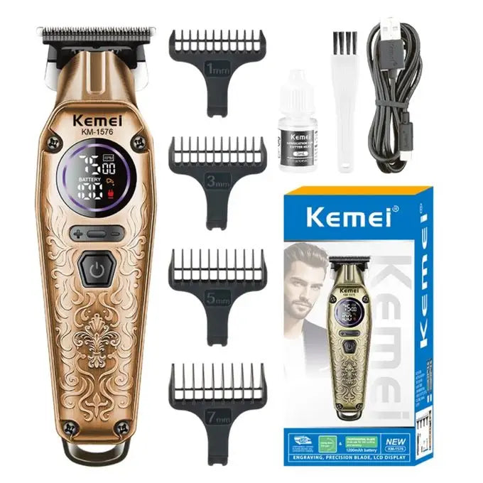 Kemei Tondeuse professionnelle KM-1576 avec écran LCD et accessoires complets