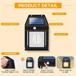 Lampe Murale Solaire avec Capteur de Mouvement IP65