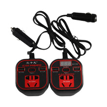 Charger l&#39;image dans la galerie, Onduleur 150W 12V/24V vers AC 220V ±10% avec 2 USB et 1 Type-C, parfait pour charger un PC محول طاقة محمول للسيارة
