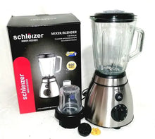 Charger l'image dans la galerie, schlëizer خلاط 600 واط، 5 سرعات مع وظيفة تكسير الثلج، جرة زجاجية بسعة 1.5 لتر + مطحنة توابل
