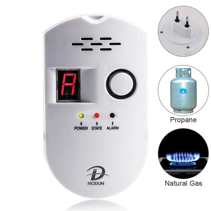 كاشف تسرب الغاز2P+T بمؤشر LED في المطبخ، المنزل Détecteur de fuite de gaz
