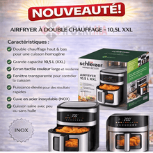 Charger l'image dans la galerie, schlëizer Friteuse cuisson haut / bas 10,5 litre XXL sans huile 2000w, air fryer TACTILE
