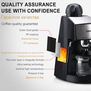Sonifer SF3534 Electric 800W Espresso Coffee Maker 5 Bar 4 Cup 240ml Coffee