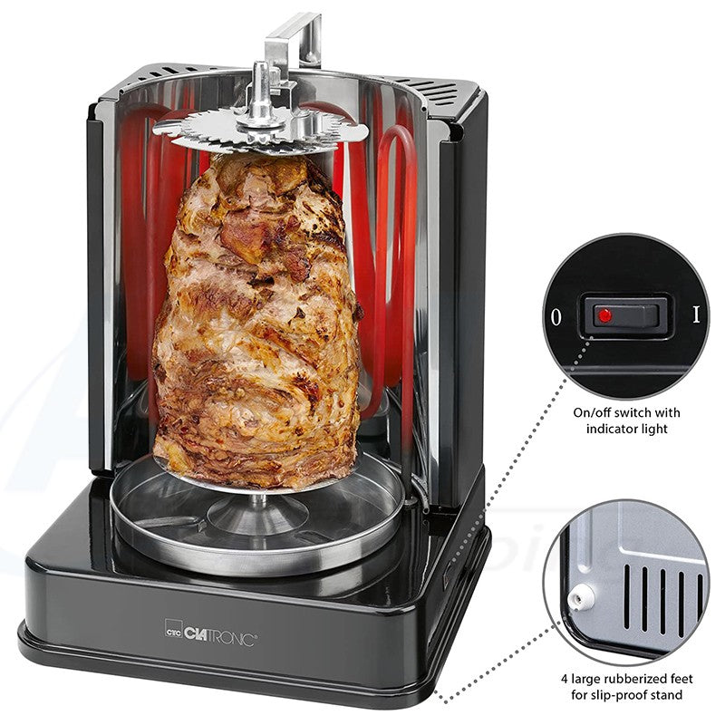 Grill vertical pour kebab 3en1 1400 W – Clatronic