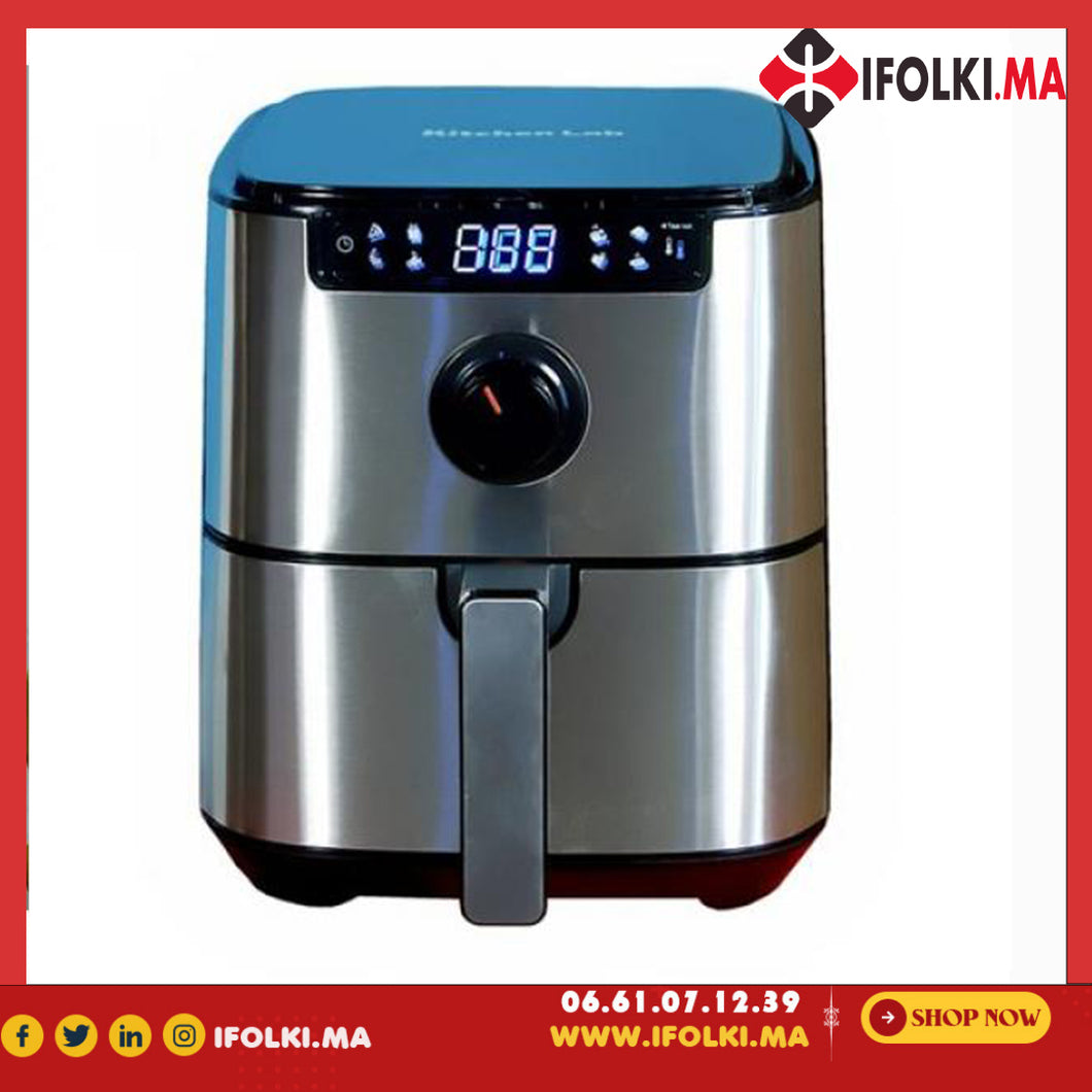 KITCHEN LAB Friteuse à air chaud XXL - Sans huile et sans matières grasses - 9 programmes - 5L de capacité. مقلاة هوائية بدون زيت ،  تعمل بالهواء الساخن
